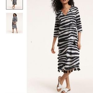 Brooks Brothers Beach Cover Up Dress Cotten Zebra Print